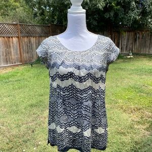CAbi Chantilly lace pattern blouse